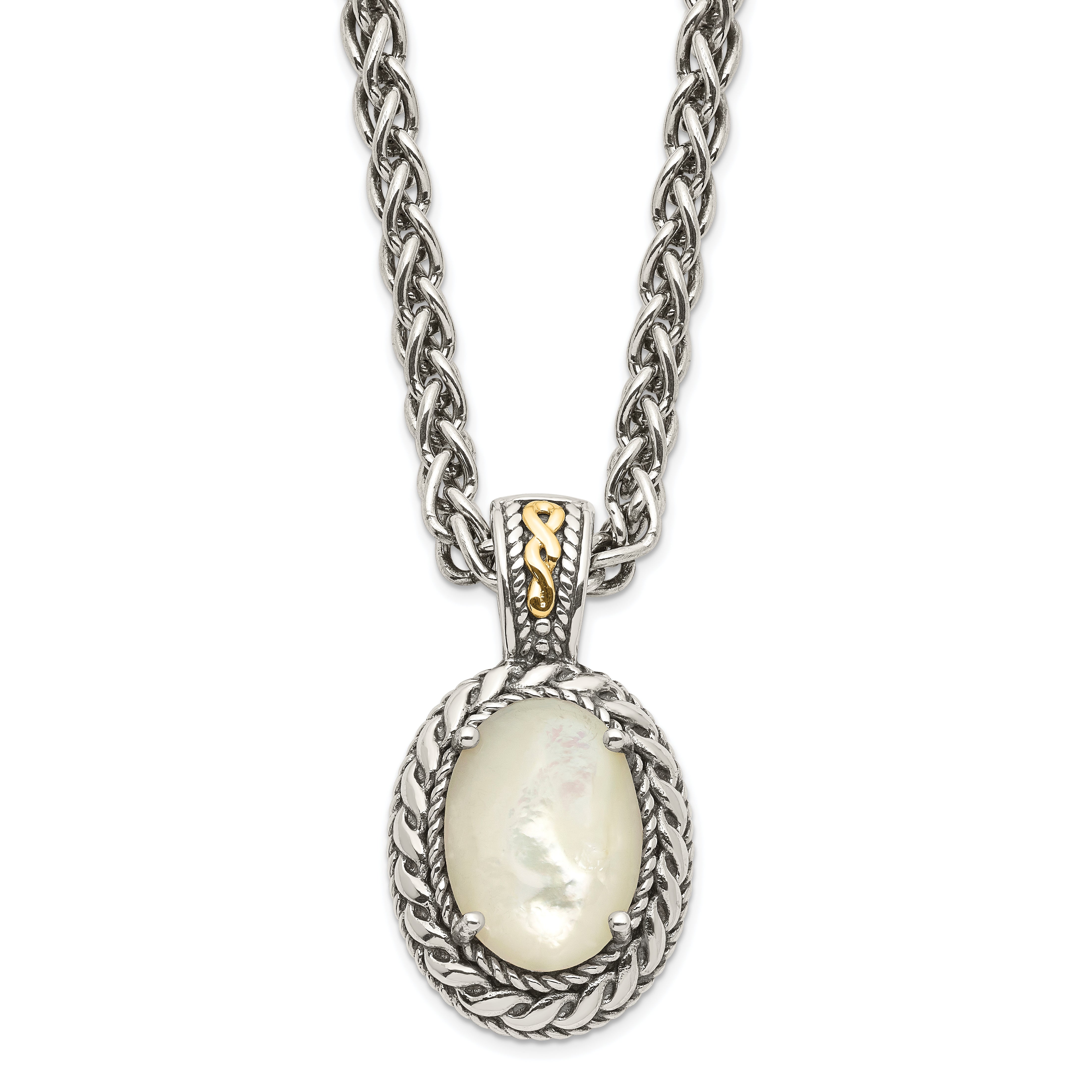 Shey Couture Sterling Silver with 14K Accent 18 Inch Antiqued Mother Of Pearl Necklace Main image