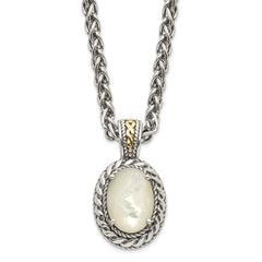 Shey Couture Sterling Silver with 14K Accent 18 Inch Antiqued Mother Of Pearl Necklace
