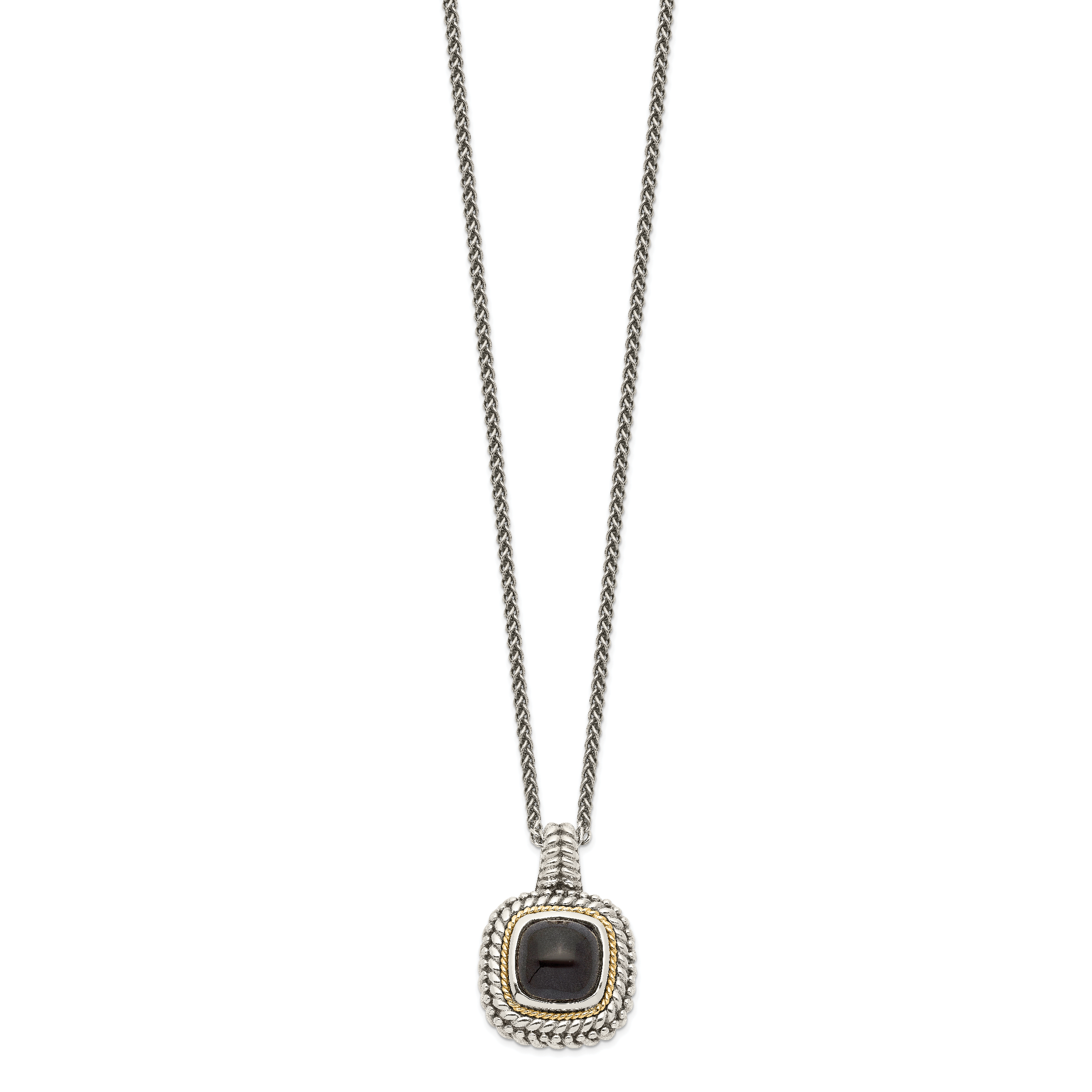 Shey Couture Sterling Silver with 14K Accent 18 Inch Antiqued Cabochon Black Onyx Necklace Secondary image