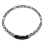 Sophia Jewelers Sterling Silver Onyx Diamond Hinged Bangle Bracelet