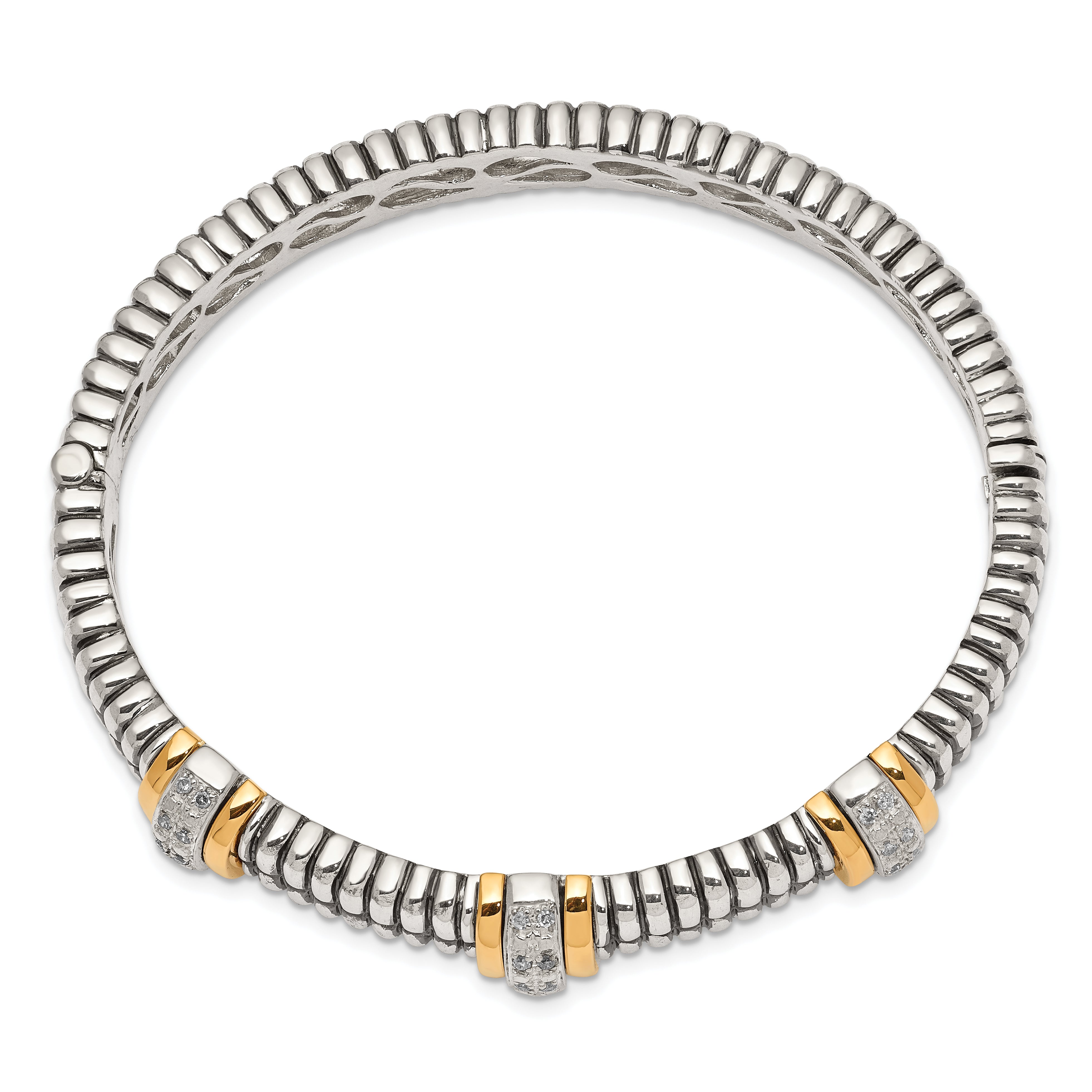 Sophia Jewelers Sterling Silver 14K Gold Accent Diamond Bangle for Women Secondary image