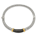 Sophia Jewelers Sterling Silver 14K Accent Black Diamond Bangle Bracelet