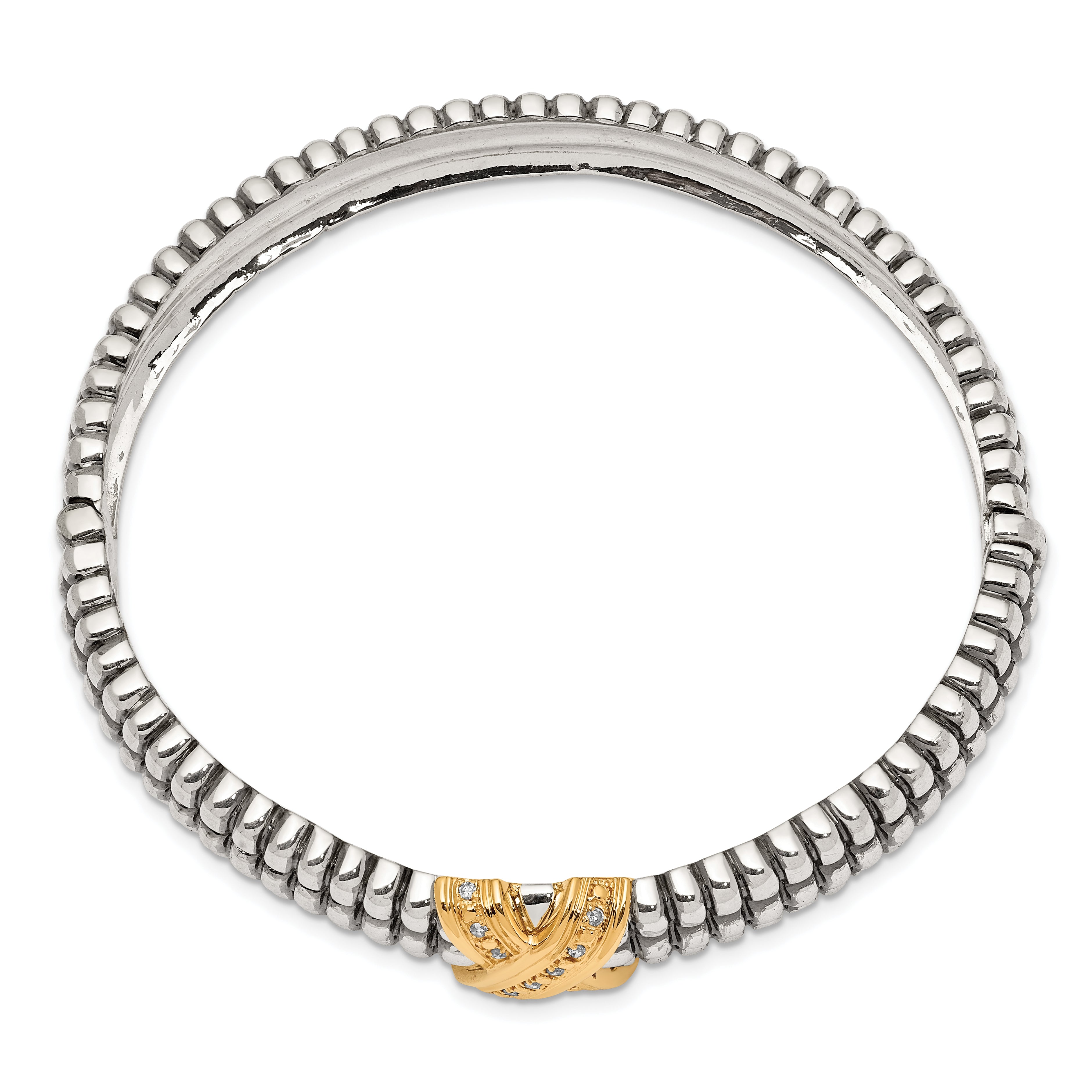 Sophia Jewelers Sterling Silver 14K Gold Diamond Accent Hinged Bangle Secondary image