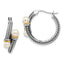 Shey Couture Sterling Silver with 14K Accent Antiqued 4mm Freshwater Cultured Pearl Hoop Earrings