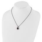 Shey Couture Sterling Silver with 14K Accent 18 Inch Antiqued Checkerboard-cut Black Onyx Necklace