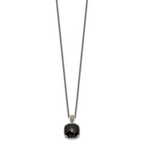Shey Couture Sterling Silver with 14K Accent 18 Inch Antiqued Checkerboard-cut Black Onyx Necklace
