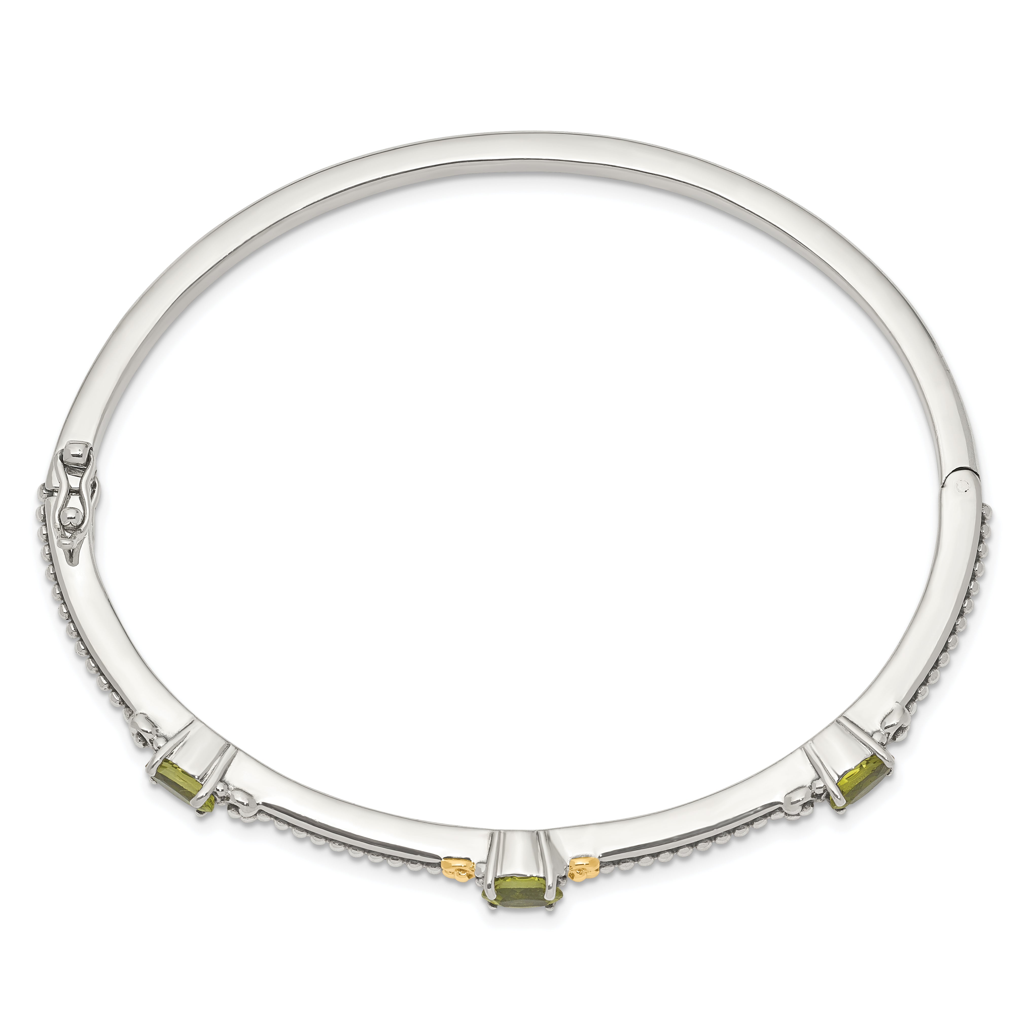 Sophia Jewelers Sterling Silver Peridot Bangle with 14K Gold Accents Secondary image