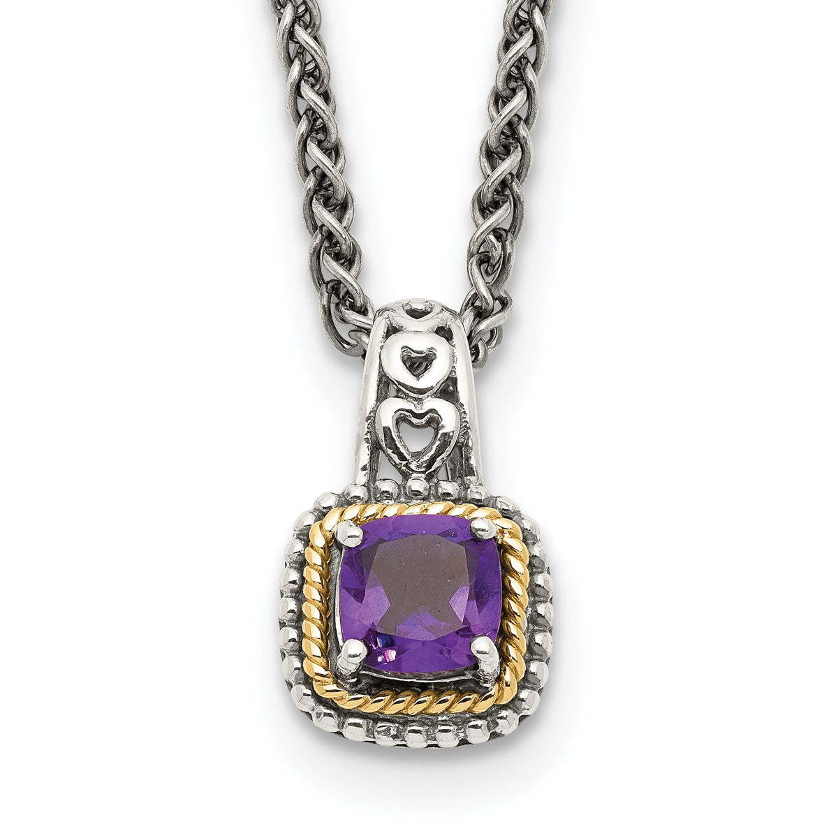 Accent Cushion Amethyst Necklace in Sterling Silver, 6mm, 18 Inch - Sophia Jewelers Main image