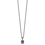 Shey Couture Sterling Silver with 14K Accent 18 Inch Antiqued Diamond and Checkerboard-cut Cushion Amethyst Necklace