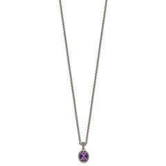 Shey Couture Sterling Silver with 14K Accent 18 Inch Antiqued Amethyst Oval Necklace