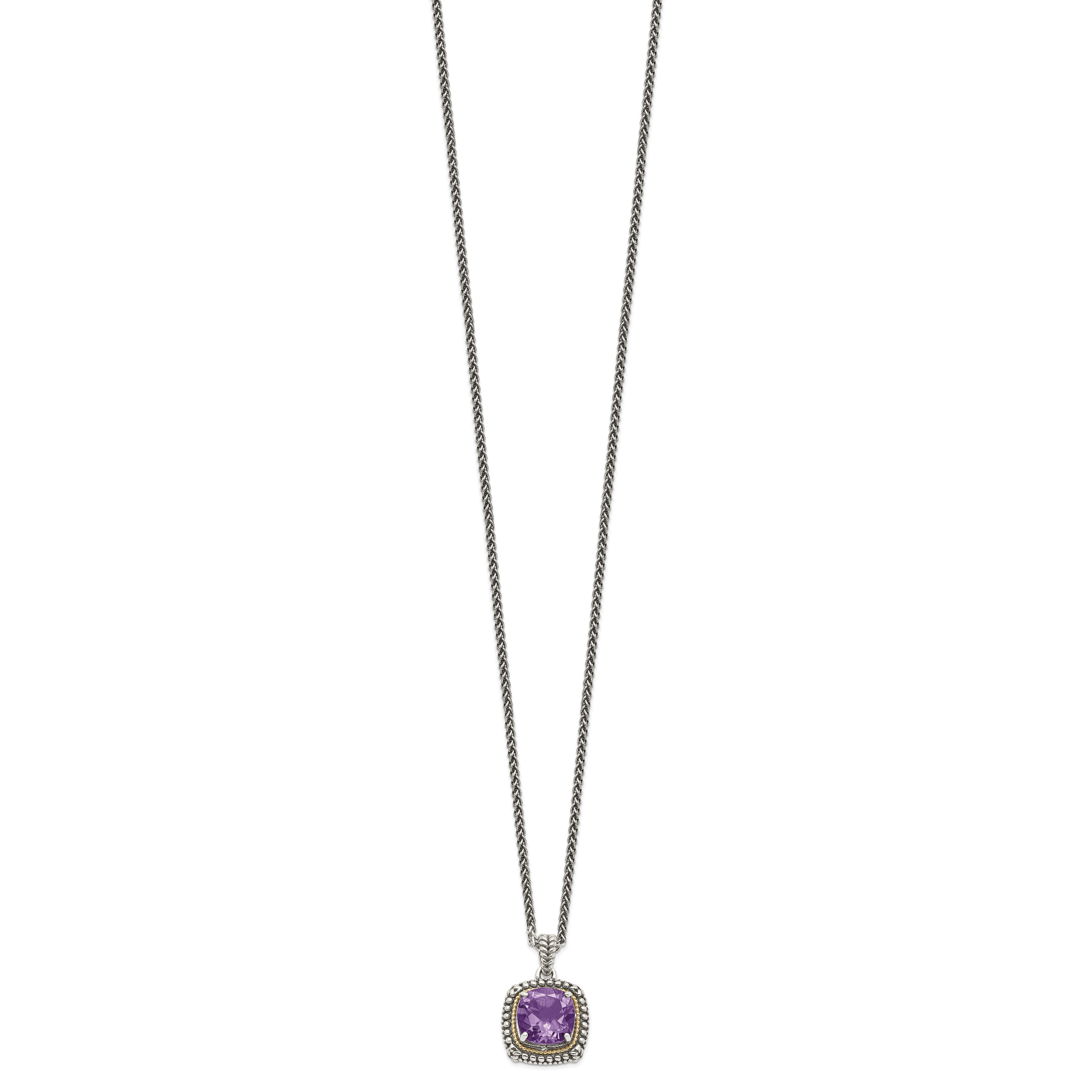 Shey Couture Sterling Silver with 14K Accent 18 Inch Antiqued Cushion Amethyst Necklace Secondary image