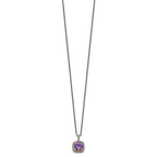 Shey Couture Sterling Silver with 14K Accent 18 Inch Antiqued Cushion Amethyst Necklace
