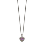 Sterling Silver & 14K Gold Amethyst Heart Necklace Vintage Inspired Elegance