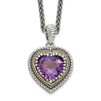 Shey Couture Sterling Silver with 14K Accent 18 inch Antiqued Amethyst Heart Necklace