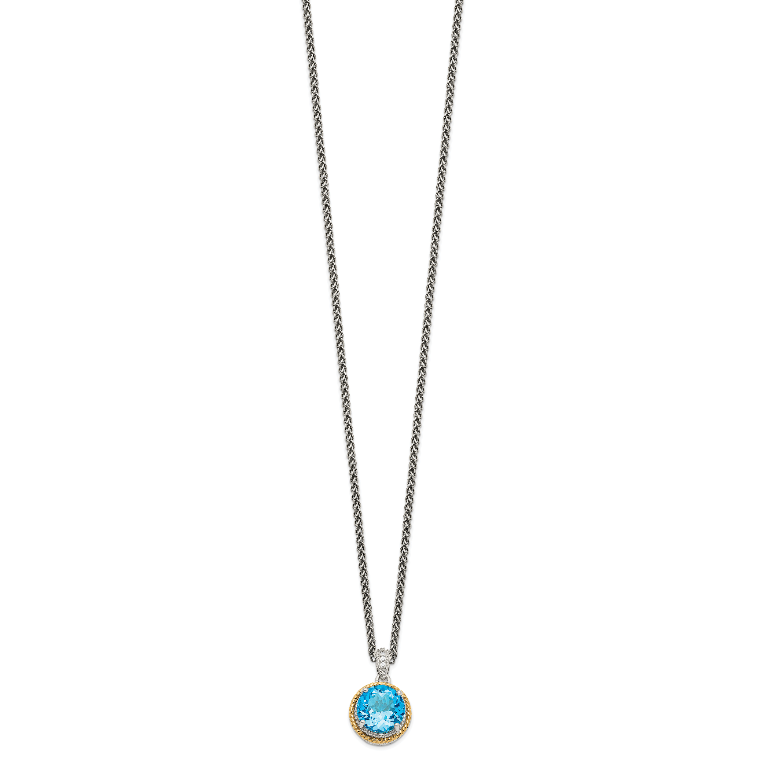 Shey Couture Sterling Silver with 14K Accent 18 Inch Antiqued Round Blue Topaz Necklace Secondary image