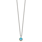 Shey Couture Sterling Silver with 14K Accent 18 Inch Antiqued Round Blue Topaz Necklace
