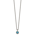 Shey Couture Sterling Silver with 14K Accent 18 Inch Antiqued Round Blue Topaz Necklace
