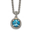 Shey Couture Sterling Silver with 14K Accent 18 Inch Antiqued Round Blue Topaz Necklace