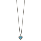 Shey Couture Sterling Silver with 14K Accent 18 Inch Antiqued Light Swiss Blue Topaz Heart Necklace