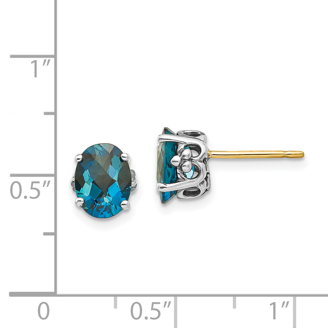 Sophia Jewelers Sterling Silver & 14K Accented Blue Topaz Stud Earrings