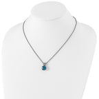 Shey Couture Sterling Silver with 14K Accent 18 Inch Antiqued Cushion London Blue Topaz Necklace