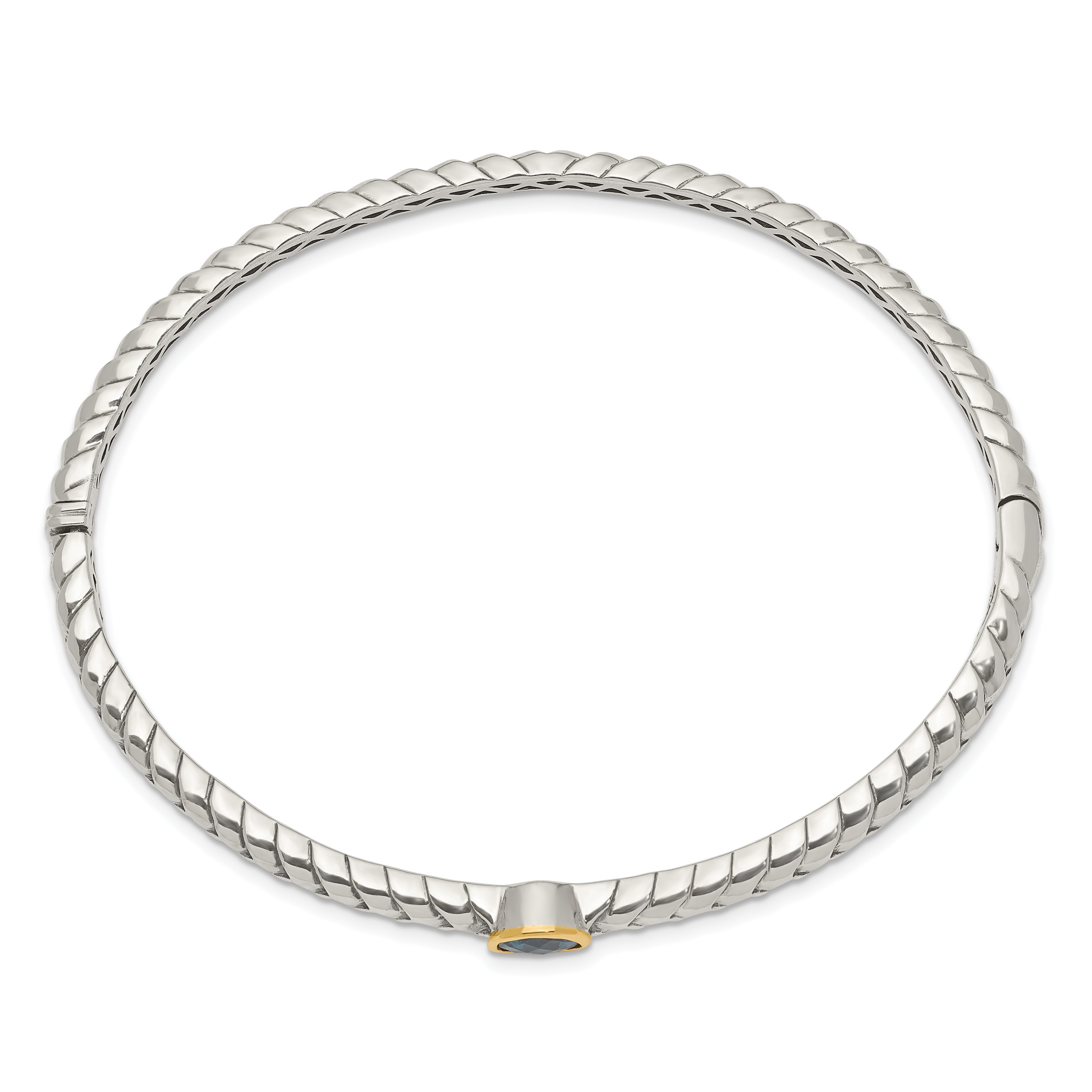 Sterling Silver 14K Gold London Blue Topaz Bangle Elegant Design Secondary image