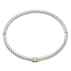 Sterling Silver 14K Gold London Blue Topaz Bangle Elegant Design