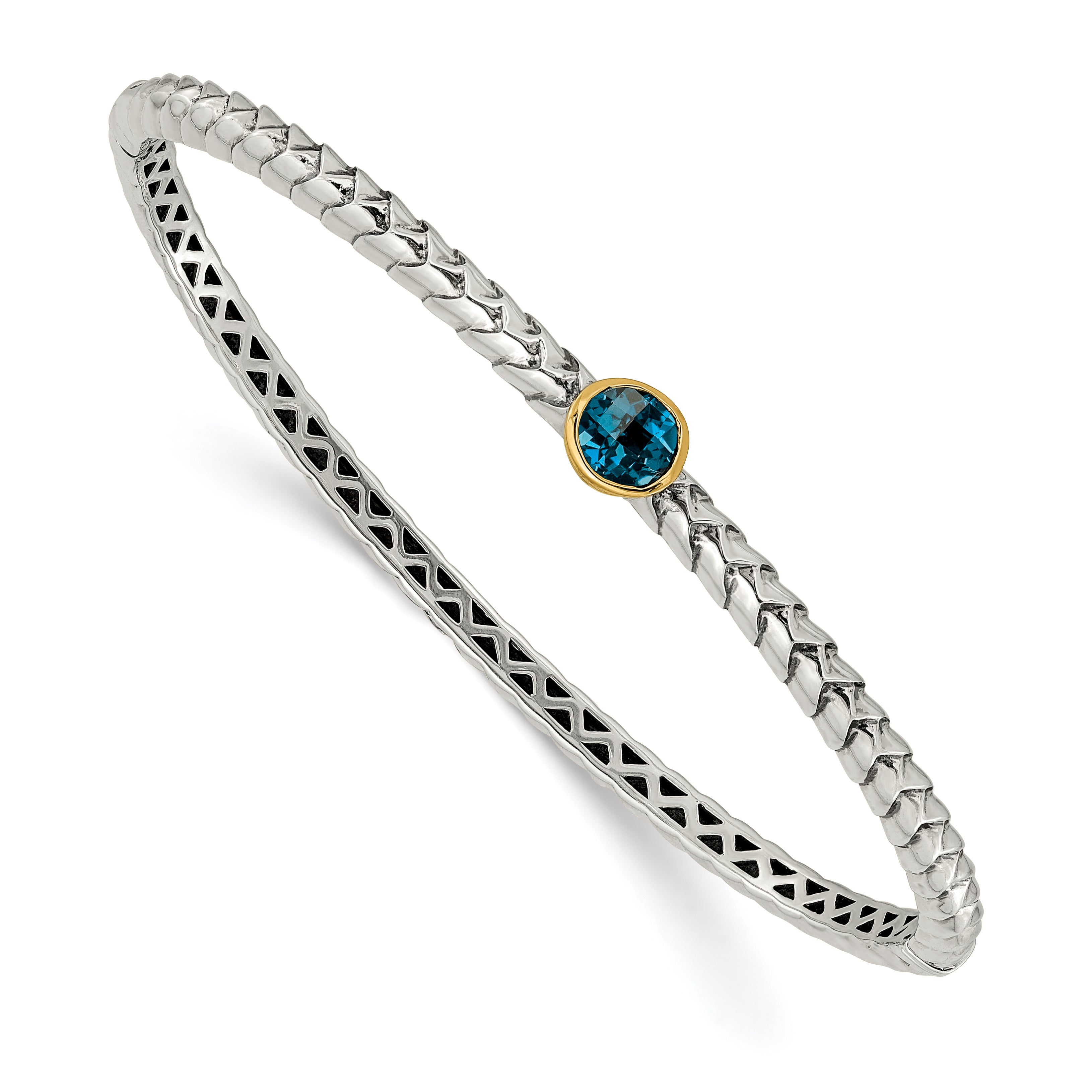 Shey Couture Sterling Silver with 14K Accent London Blue Topaz Hinged Bangle Main image
