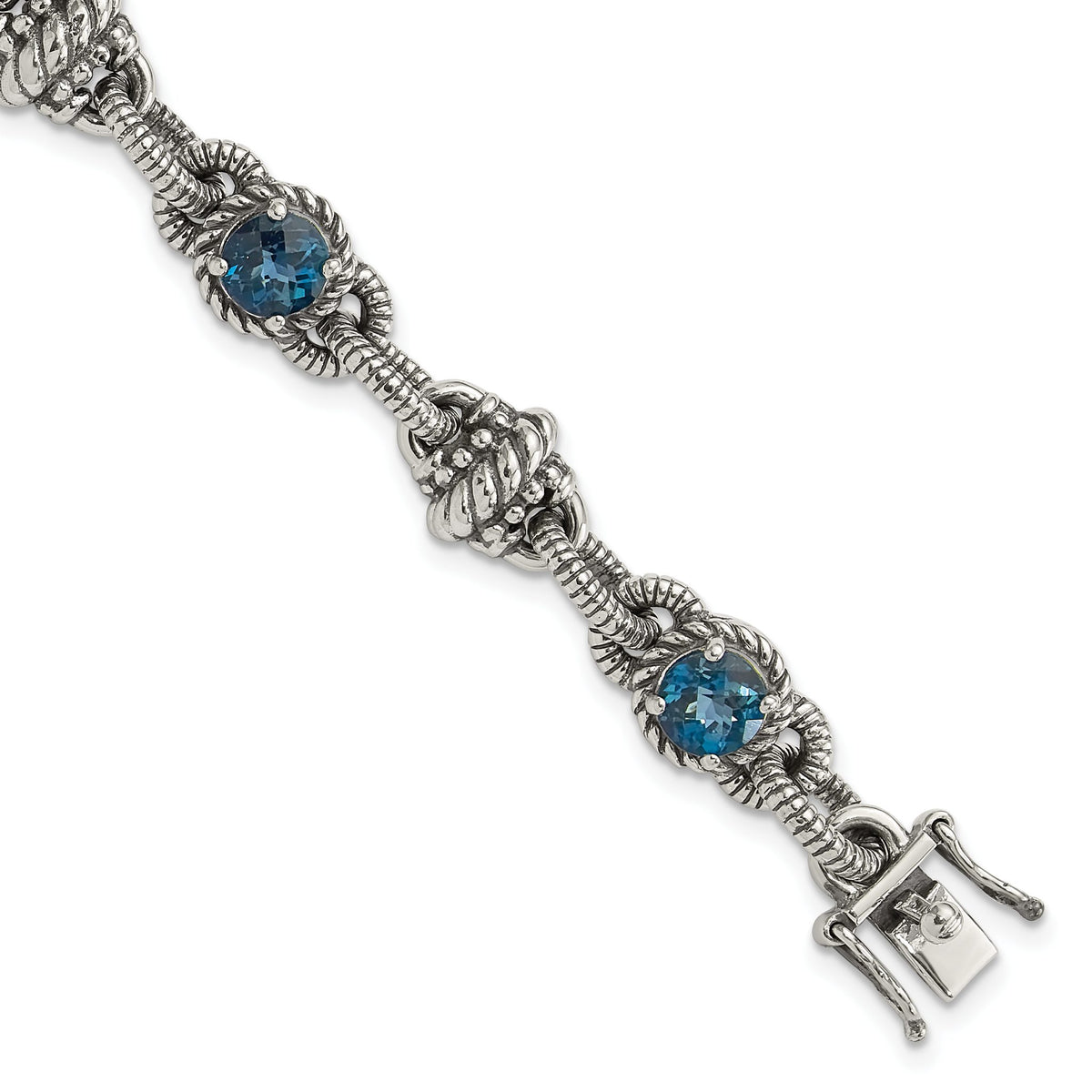 Round London Blue Topaz Bracelet in Sterling Silver, 10mm, 7.8 Inch - Sophia Jewelers Main image