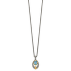 Shey Couture Sterling Silver Gold-tone Flash Gold-plated Antiqued Oval London Blue Topaz 18 inch Necklace