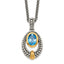 Shey Couture Sterling Silver Gold-tone Flash Gold-plated Antiqued Oval London Blue Topaz 18 inch Necklace