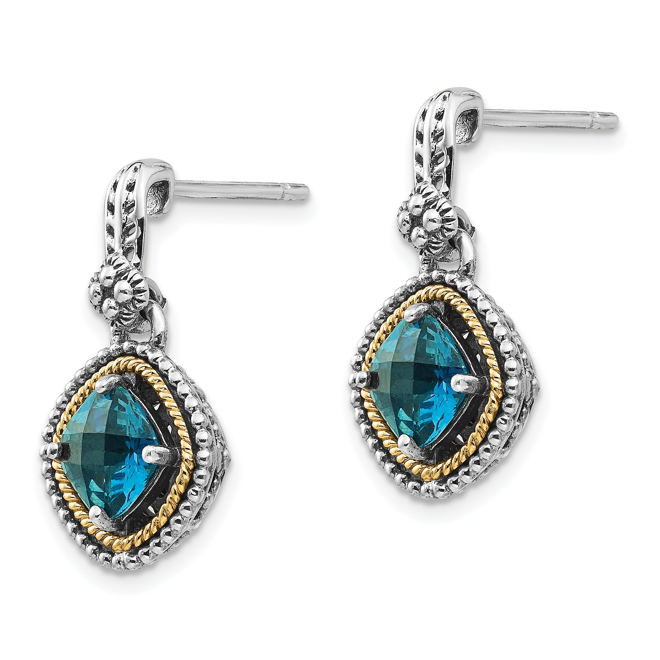 Shey Couture Sterling Silver 14K Accent Blue Topaz Dangle Earrings Secondary image