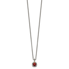 Shey Couture Sterling Silver with 14K Accent 18 Inch Antiqued Checkerboard Bezel Garnet Necklace