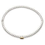 Shey Couture Sterling Silver 14K Gold Garnet Bangle Bracelet Vintage Elegance