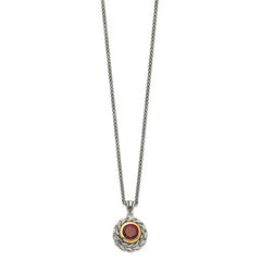 Shey Couture Sterling Silver with 14K Accent 18 Inch Antiqued Round Garnet Necklace