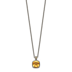 Shey Couture Sterling Silver with 14K Accent 18 Inch Antiqued Checkerboard Cushion Citrine Necklace