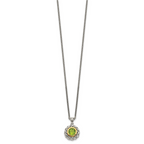 Shey Couture Sterling Silver with 14K Accent 18 Inch Antiqued Round Bezel Peridot Necklace