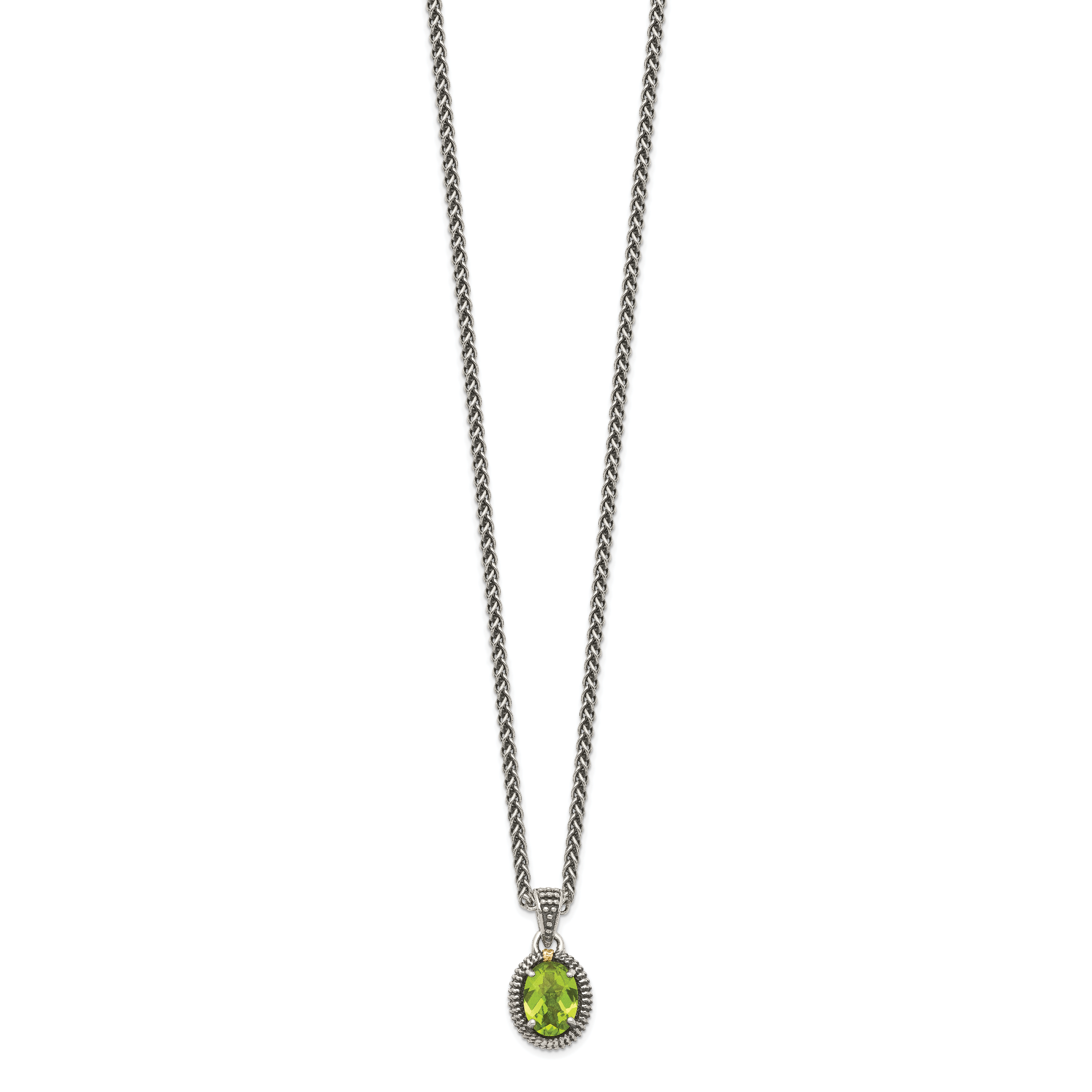 Shey Couture Sterling Silver with 14K Accent 18 Inch Antiqued Peridot Oval Necklace Secondary image