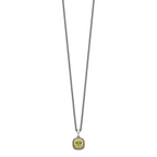Shey Couture Sterling Silver with 14K Accent 18 Inch Antiqued Cushion Bezel Peridot Necklace