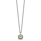 Shey Couture Sterling Silver with 14K Accent 18 Inch Antiqued Cushion Green Quartz Necklace