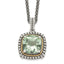 Shey Couture Sterling Silver with 14K Accent 18 Inch Antiqued Cushion Green Quartz Necklace