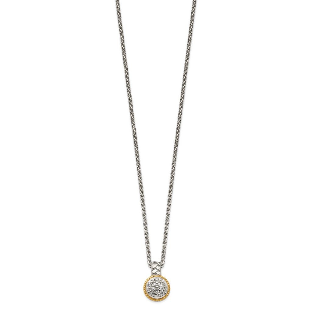 Shey Couture Sterling Silver Rhodium-plated with 14K Accent 18 Inch Polished Diamond Necklace