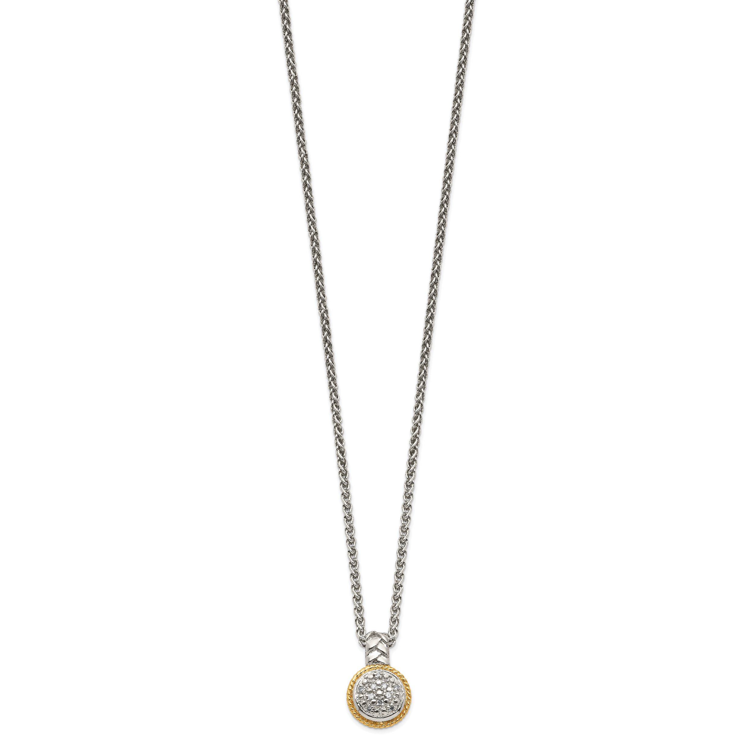 Shey Couture Sterling Silver Rhodium-plated with 14K Accent 18 Inch Polished Diamond Necklace