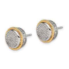 Shey Couture Sterling Silver Rhodium-plated with 14K Accent Polished Diamond Post Earrings
