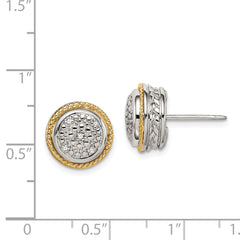 Shey Couture Sterling Silver Rhodium-plated with 14K Accent Polished Diamond Post Earrings