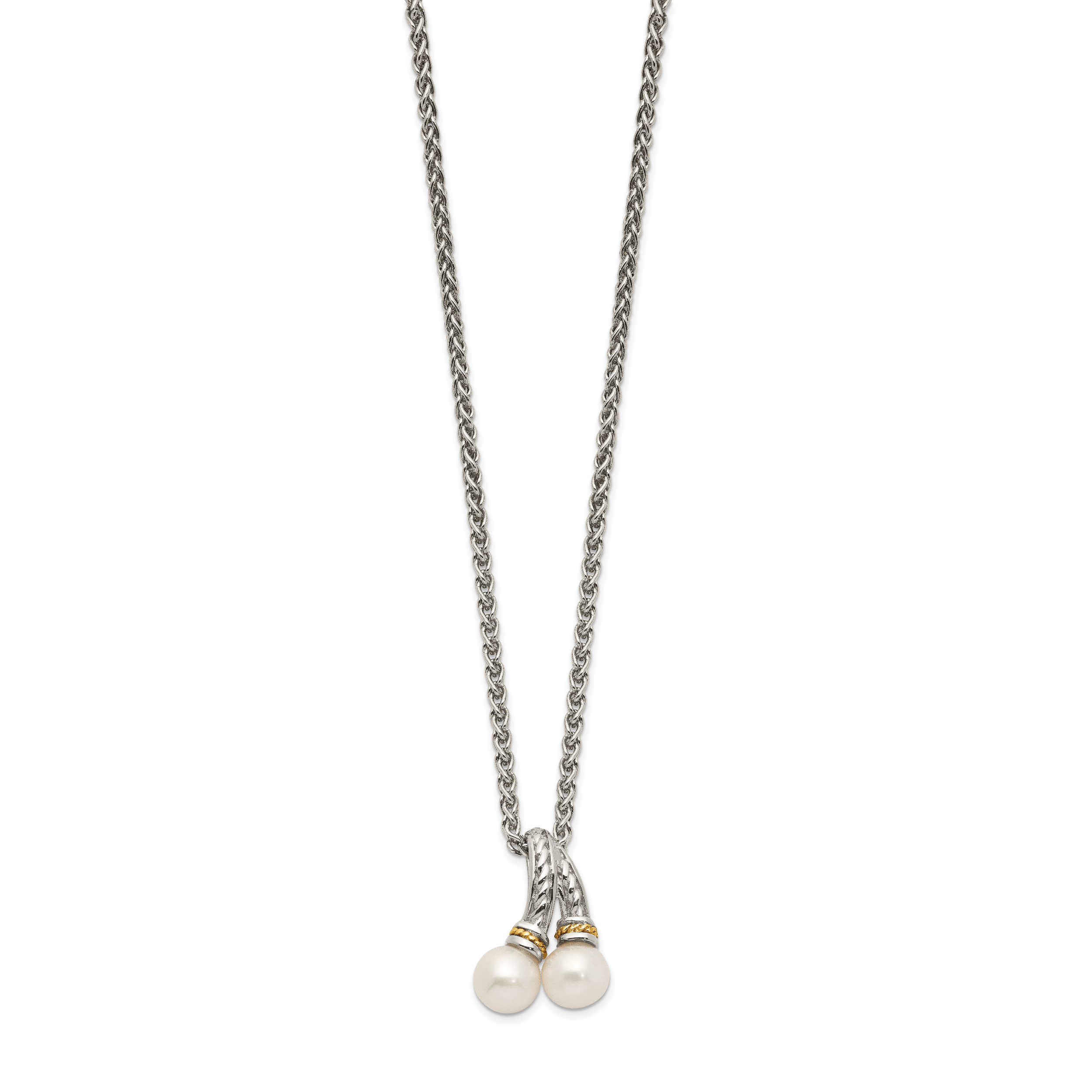 Shey Couture Sterling Silver Rhodium-plated with 14K Accent 18 Inch 6-7mm Freshwater Cultured Pearl Necklace Secondary image