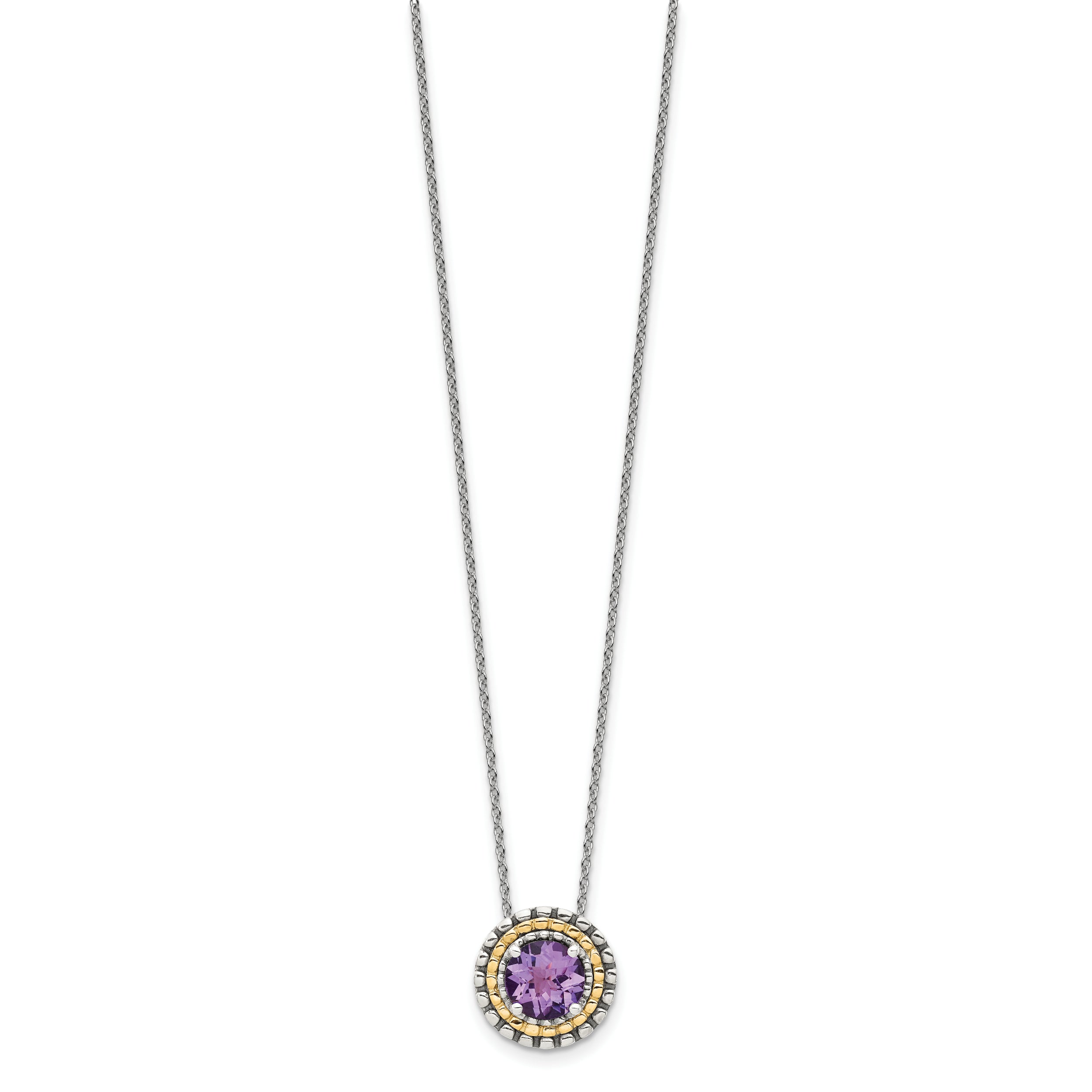 Shey Couture Sterling Silver with 14K Accent 18 Inch Antiqued Round Amethyst Necklace