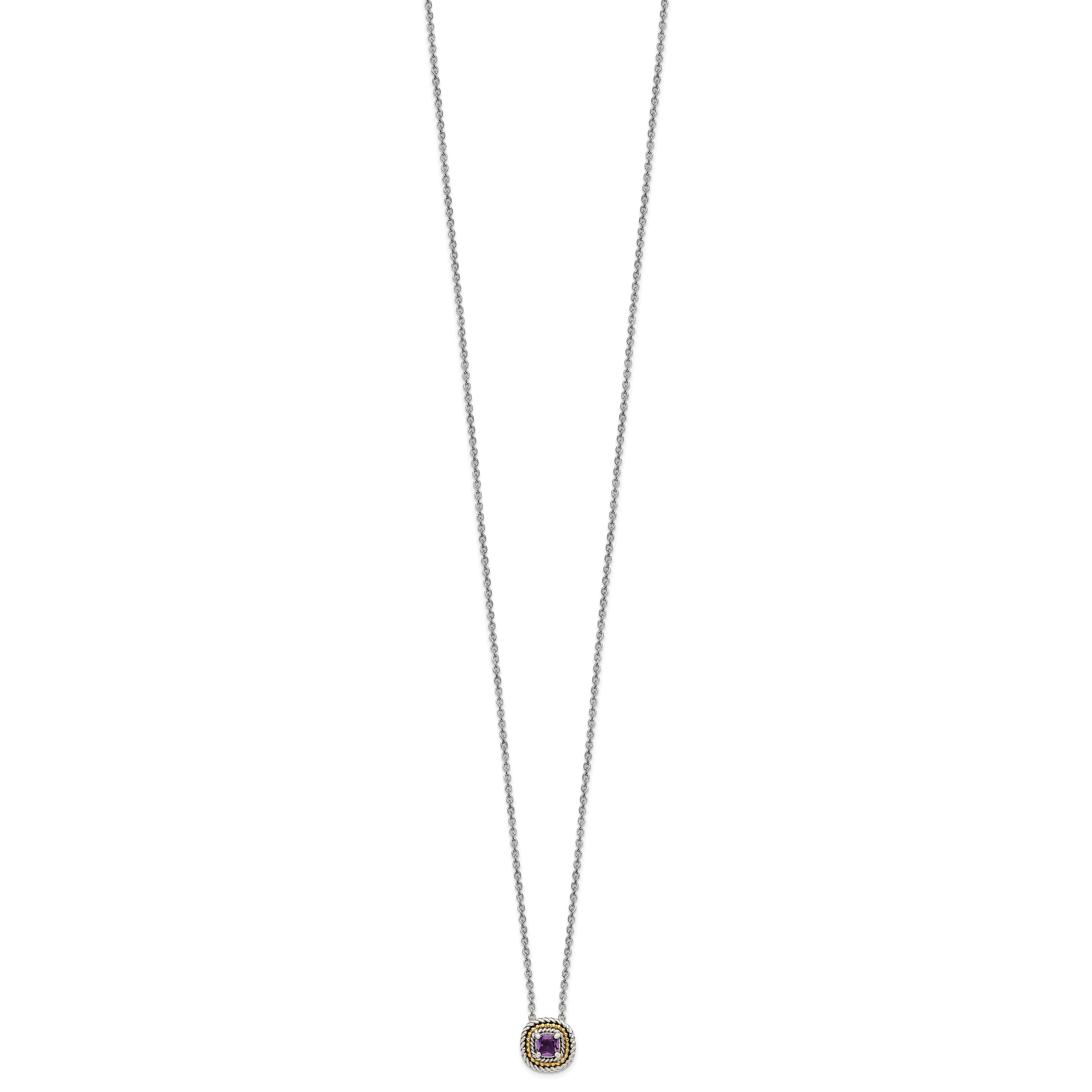 Shey Couture Sterling Silver with 14K Accent 18 Inch Antiqued Cushion Amethyst Necklace Secondary image
