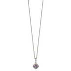 Shey Couture Sterling Silver with 14K Accent 18 Inch Antiqued Cushion Amethyst and Diamond Necklace