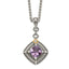 Shey Couture Sterling Silver with 14K Accent 18 Inch Antiqued Cushion Amethyst and Diamond Necklace